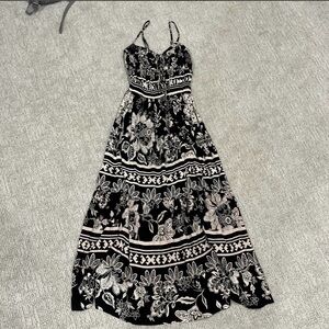 Floral Black and White Maxi Dress